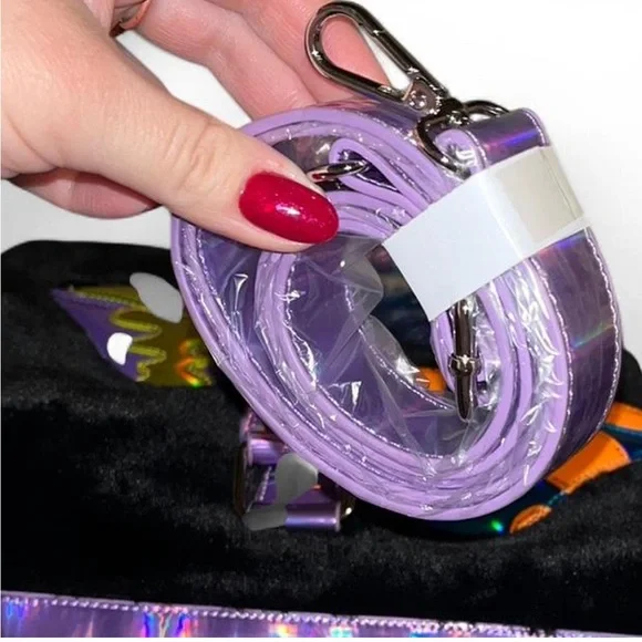 NWT Current Mood x Dolls Kill Fuzzy Duffle Bag w/ Metallic Mushroom Design - Picture 6 of 8